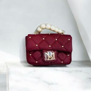 Badgley Mischka Wine Quilted Handbag